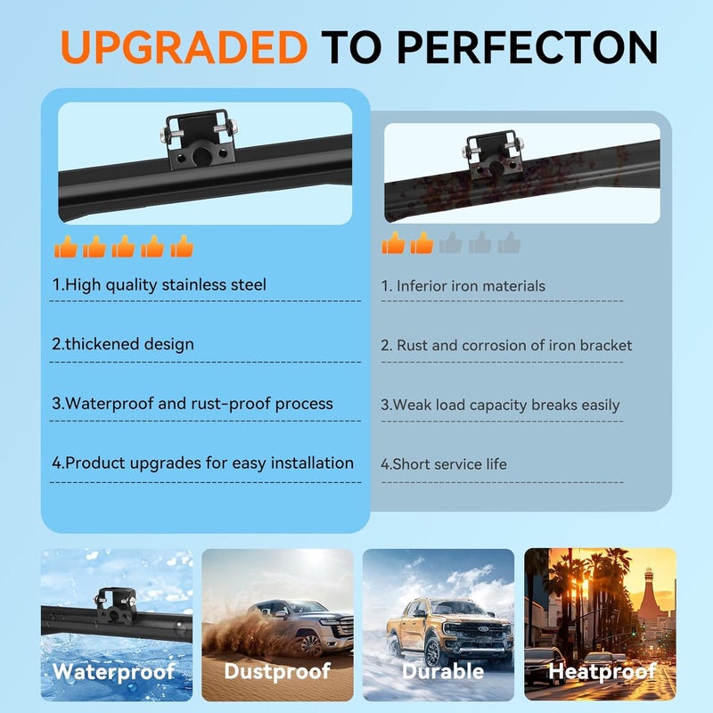 Fnysmkv Universal Rear View Camera License Plate Bracket, Upgraded Anti-Rust Paint Full Stainless Steel Backup Camera License Plate Mount , No-Drill & Adjustable for Easy Installation - Image 2